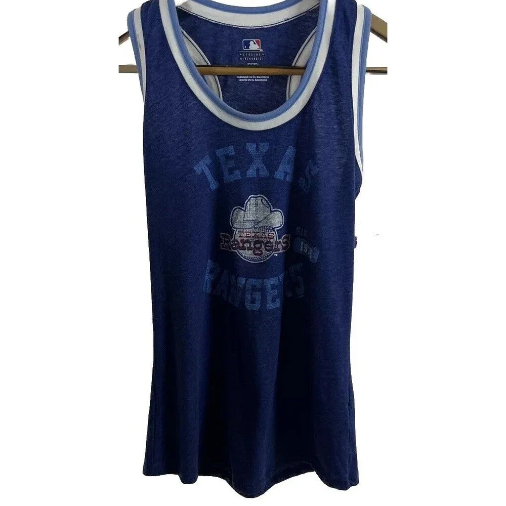 Genuine Merchandise Women’s Texas Rangers Blue Graphic Tank Top Size S Baseball